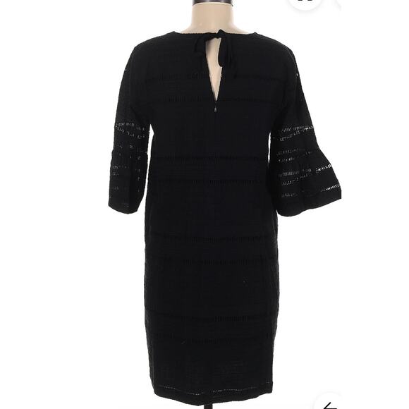 J. Crew Flutter Sleeve Shift Dress Sz 8 100% Cotton G1269 Black Event Whimsigoth - Picture 3 of 9